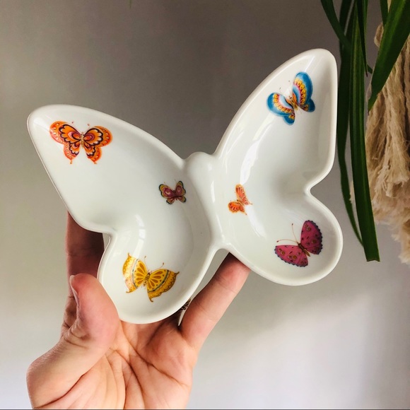 Handpainted Butterfly Trinket Dish Jewelry Catch